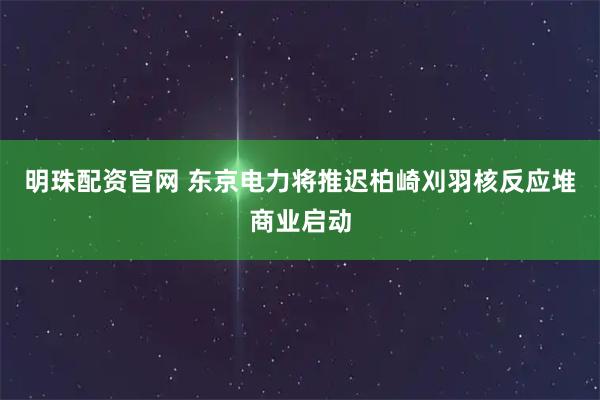 明珠配资官网 东京电力将推迟柏崎刈羽核反应堆商业启动